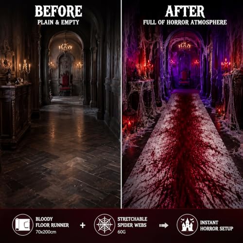 Halloween Bloody Floor Runner Decor 28x79 Inch Spooky Haunted Scene