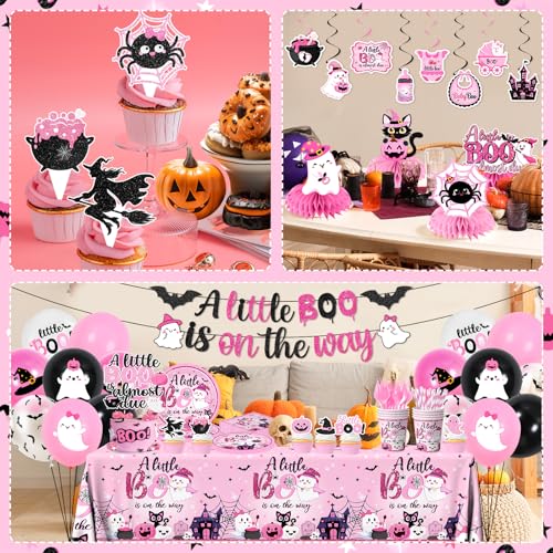 Halloween Baby Shower Tableware Set - Pink & Black Party Supplies for Girls