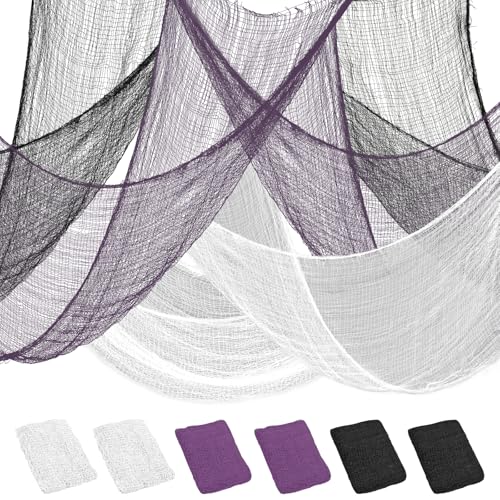 Halloween Creepy Cloth 6 Pack - Black, Purple, White Outdoor Fabric Yard Decor