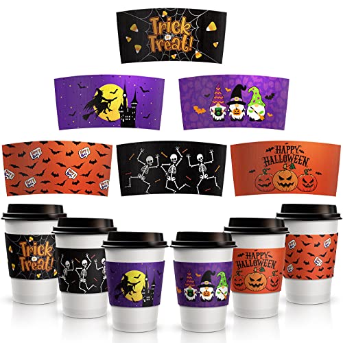 Halloween Coffee Cup Sleeves 36 Pcs for 12oz & 16oz Cups - Festive Drink Holders