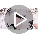 Halloween Skeleton Table Runner 10 ft Mesh Tulle with Embroidered Skull Design - 3 Pack - Black & White