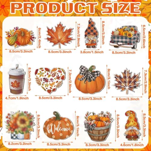 Fall Tree Decorations Gnome Truck Pumpkin Maple Leaf Wooden Hangings - Orange-4