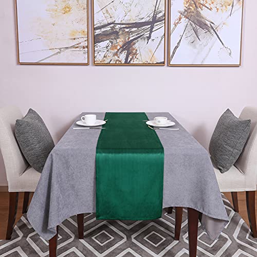 Emerald Green Velvet Table Runner 14x51 Inch - Decorative Dining Accessory