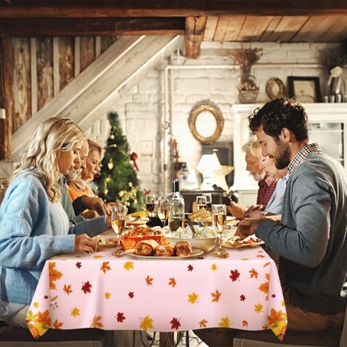 Disposable Thanksgiving Tablecloth 54x108 Inch Pumpkin & Maple Leaf Packing of 2