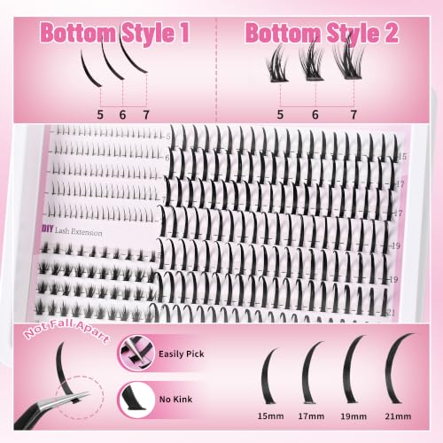 Eyelash Clusters with 15-21mm Spikes & 5-7mm Bottom Lashes - DIY Spiky Lash Extensions