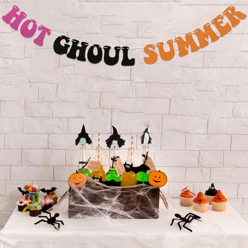Halloween Party Banner - Summerween Ghoul Summer Decorations, Spooky Bunting