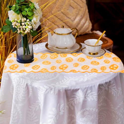 Halloween Pumpkin Lace Table Runner - 72 Inch Fall & Holiday Decor