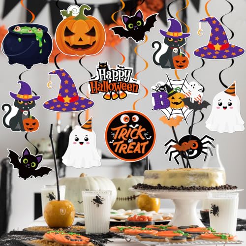 Halloween Hanging Swirls Party Streamer Ceiling Decorations - 40 Pcs - Festive & Cute Design
