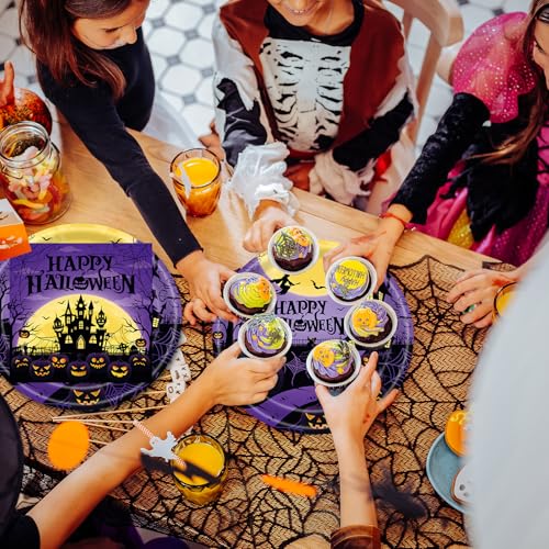 Halloween Party Dessert Plates and Napkins Set - 40 Pcs for 20 Guests