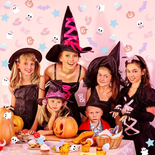 Pink Halloween Confetti - 200 pcs Pastel Glitter Party Table Decorations - Variation: Pink Halloween