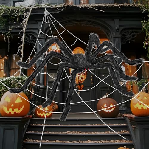 Halloween Spider Web Decorations with 59-Inch Giant Spider - Outdoor Indoor Decor