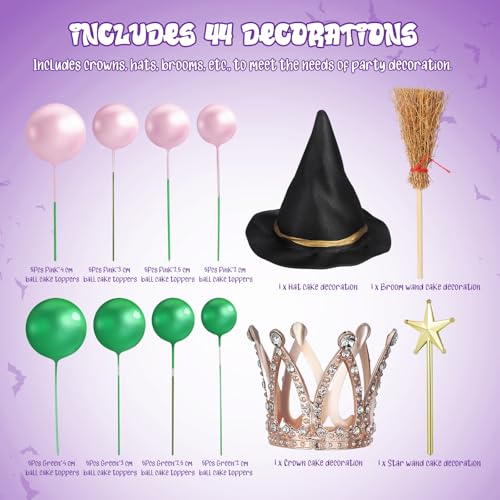 Witch Theme Cake Decorations Set - 44 Pcs Halloween Party Cupcake Toppers