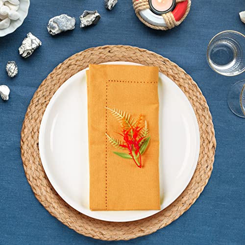 Yellow Hemstitched Cloth Dinner Napkins Set of 1 - 18x18 Inch Reusable Cotton
