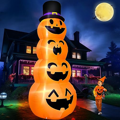 12Ft Giant Halloween Inflatable Pumpkins with LED Lights & Stakes Outdoor Decorations