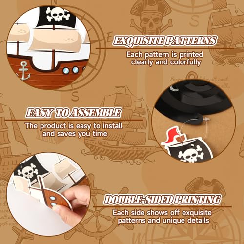 Pirate Birthday Decorations Banner & Swirl Set - Pirate Color