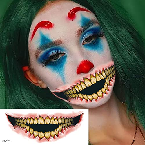 Halloween Horror Mouth Tattoo Stickers for Face & Body Cosplay Props