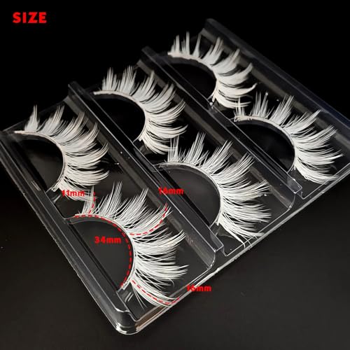 3D White Wispy Anime Lashes - Colored Full Strip Eyelashes for Cosplay & Halloween