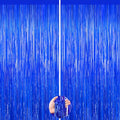 Dark Blue Foil Fringe Curtains 2-Pack - Tinsel Party Backdrop & Streamers
