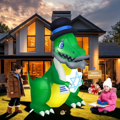 Dinosaur Inflatable Hanukkah Decoration Outdoor Yard Decor - 5FT Blow Up LED