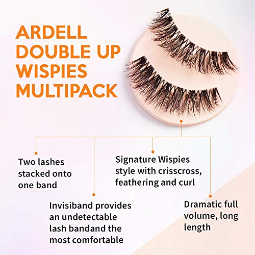 False Eyelashes Double Up Wispies 4 Pairs - Dramatic Full Volume Wispy Lashes, Reusable & Easy to Apply
