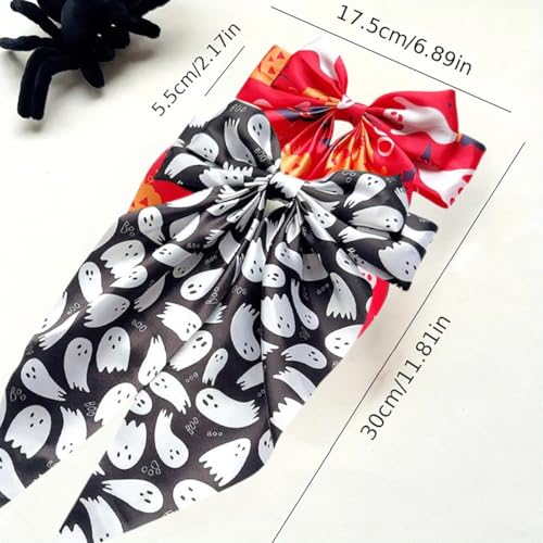 Halloween Hair Clips for Women 2-Pack Ghost Pumpkin Bows Cosplay Accessory