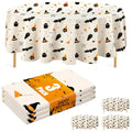 Halloween Tablecloth 3 Pack Round 84 Inch Leakproof Plastic Table Covers - Pumpkin Ghost Variation
