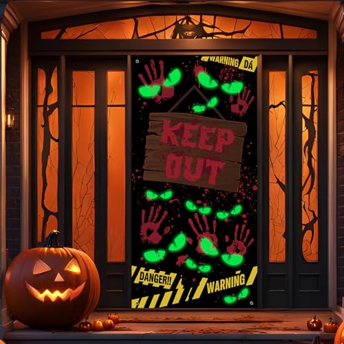 Horrible Halloween Door Cover with Glow-in-The Dark Eyes - 3D Mummy Decoration, 35.4 x 70.9 Inches - Variation of THIS listing