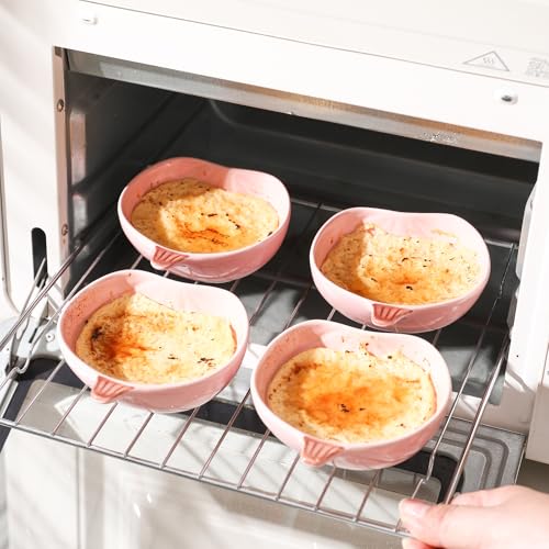 Pink Pumpkin Ceramic Ramekins Set of 6 - 4.5 Inch, 6 Oz Mini Bowls for Baking & Serving