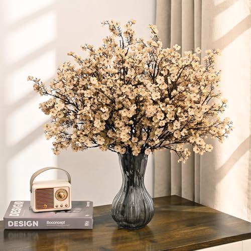 Beige Silk Baby's Breath Flowers - 6 Pack Real Touch Faux Floral Decor