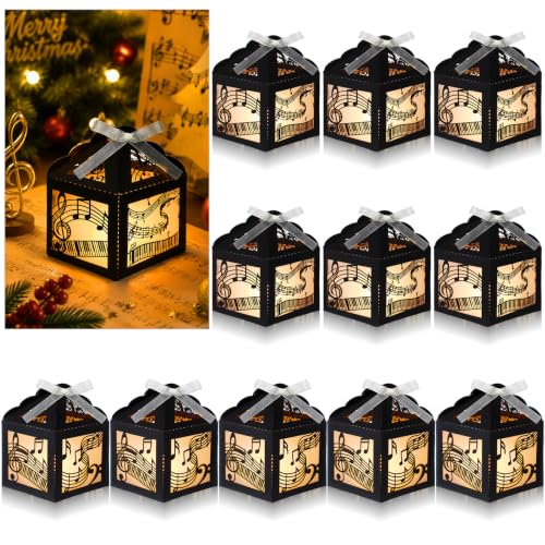 Black Musical Note Centerpieces - 15 Pcs Music Lanterns for Party & Wedding Decor