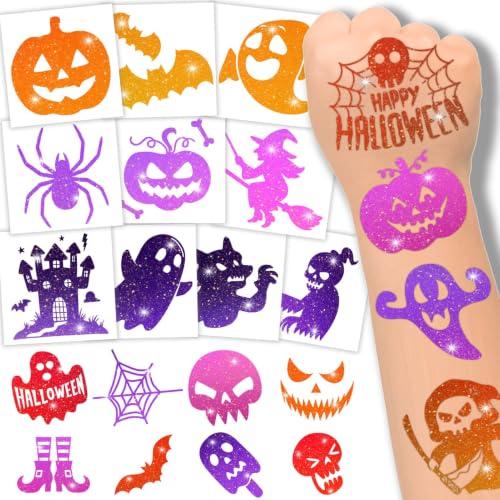 120 Pcs Glitter Halloween Temporary Tattoos for Kids - Halloween Variation