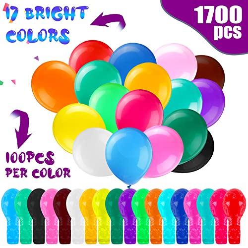 Rainbow Latex Balloons Set - 1700 Assorted 12-Inch Party Decor