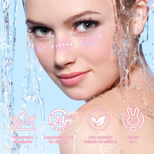 8Pcs Rose-Pink Blush and Glitter Freckles Face Tattoos Set A - Waterproof & Long-Lasting