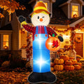 8FT Fall Inflatable Scarecrow Yard Decoration with Pumpkin & LED Lights - Greeting Style