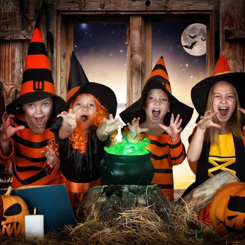 Halloween Witch's Cauldron Decoration with Skeleton & LED Lights - Indoor & Outdoor Party Decor