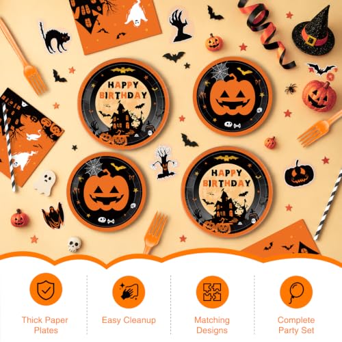 Halloween Party Decorations Kit for 24 Guests Balloon & Tableware Set