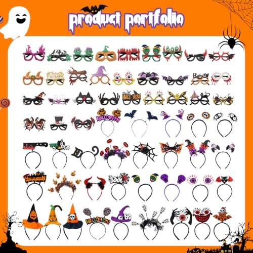 Halloween Headbands and Glasses Bulk - 8 Pack Costume Party Accessories for Adults