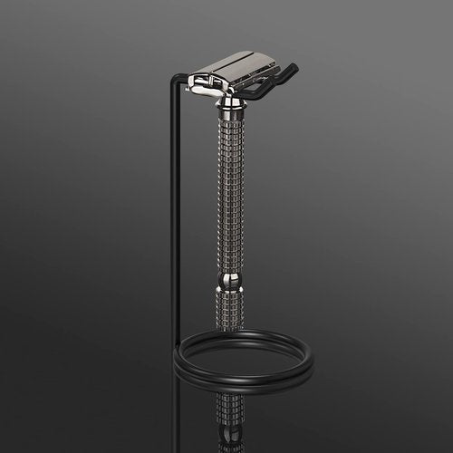 Linkidea Stainless Steel Safety Razor Stand, Men's Travel Shaving Razor Holder, Compatible with Gillette Fusion 5 Long Handle Safety Razor (Black)