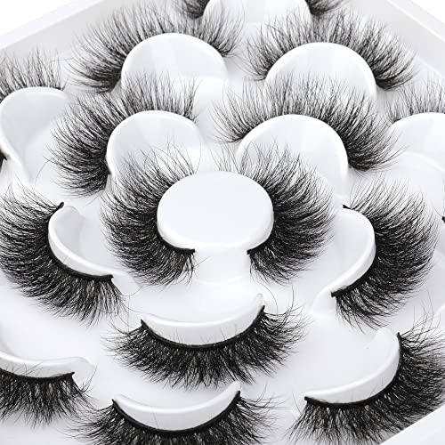 Fuzzy Mink Lashes - 3D Volume False Eyelashes Pack - Handmade, Reusable, Thick Crossed Style - Variation: F- Volume Lashes