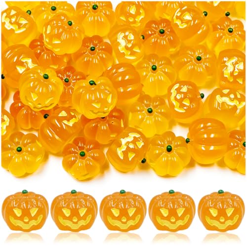 Ghost Pumpkin Luminous Mini Resin Pumpkins - Halloween Decor, 50Pcs