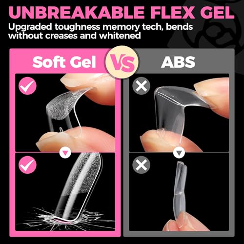 Extra Short Square Nail Tips - 504pcs Clear Fake Nails for DIY Manicure