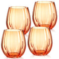 Pumpkin Wine Glasses Set of 4 - 20oz Stemless Fall Drinkware, Orange, Halloween Decor