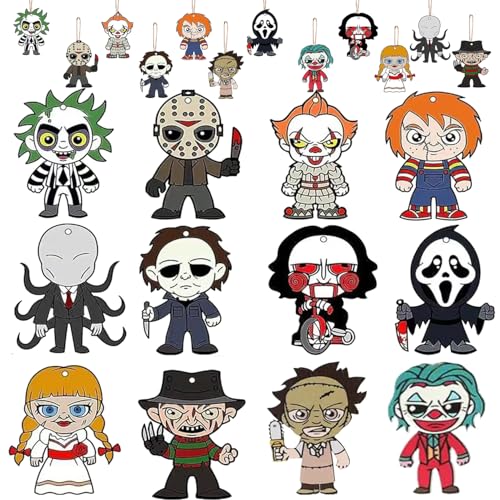 Halloween Wooden Tree Decorations Set - 24pcs Spooky Ornaments for Small Trees & Indoor Decor