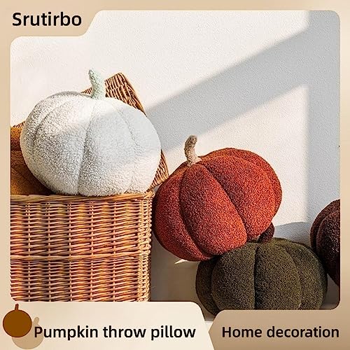 Halloween Pumpkin Throw Pillows Set - 3 Plush Teddy Fleece Cushions for Home Decor