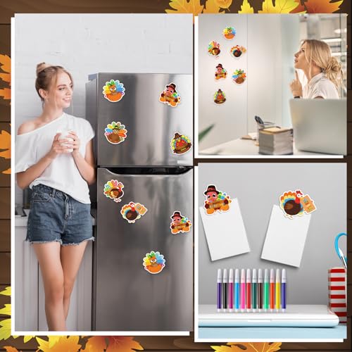 Thanksgiving DIY Refrigerator Magnet Set with Color Pens - Autumn Turkey Crafts