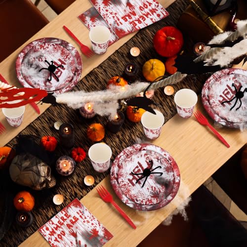 Halloween Bloody Zombie Party Tableware Set for 40 Guests - Disposable Decorations
