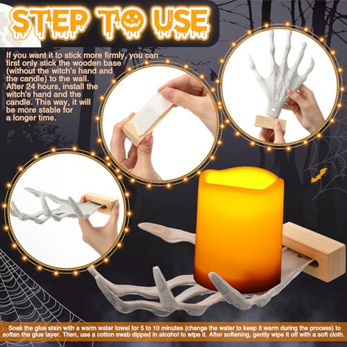 Halloween Wall Decorations Creepy Witch Reaching Hands with Lighted Candles - Gothic Indoor Outdoor Party Decor