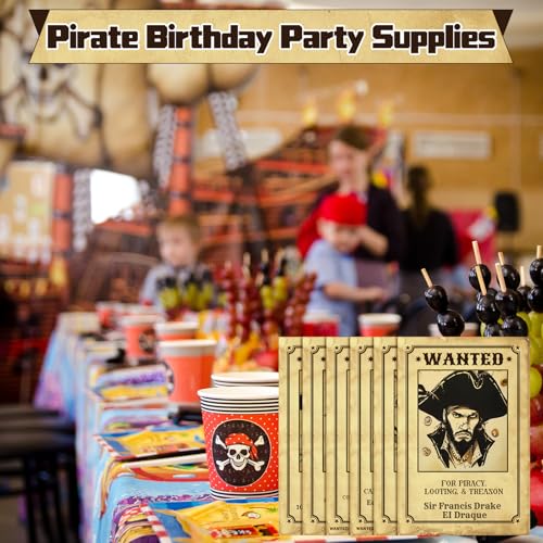 Pirate Wanted Poster Set - Halloween Party Decor Prop - 12 pcs 8x12 Inches - Pirate Theme
