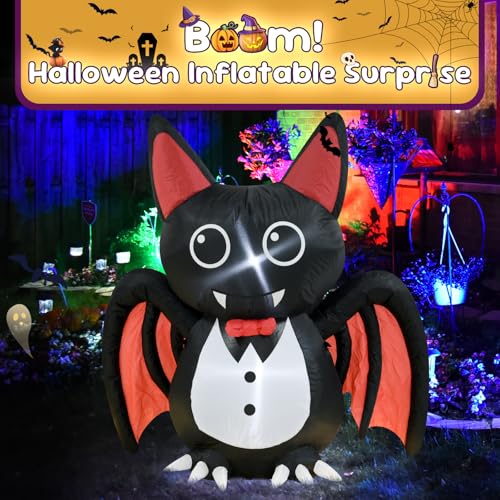 4FT Halloween Inflatable Bat with LED Lights - Yard & Garden Decor - Outdoor Friendly