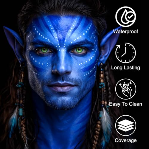 Blue Oil-Based Face and Body Paint Stick for Halloween Makeup - Safe & Waterproof